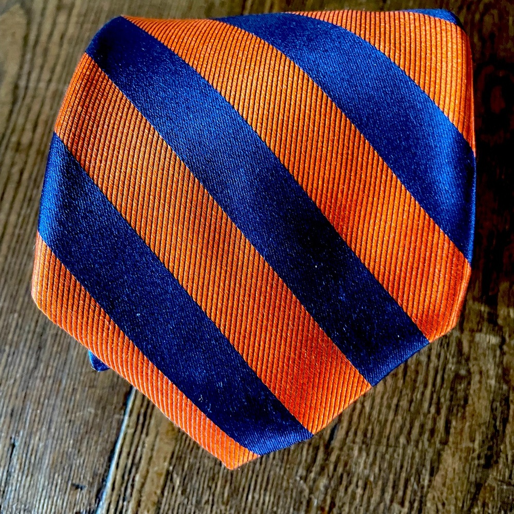 NEW Orange and Blue Stripe Collared Greens Necktie